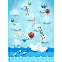 fotomurales-infantiles-barco-con-nubes-y-estrellas-259343198