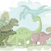 mural-infantil-de-dinosaurios-y-volcan-34094974
